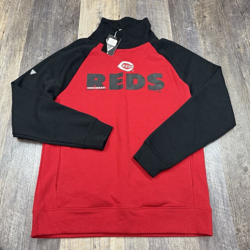 Cincinnati Reds Levelwear Pullover Sweatshirt Men M Red Black MLB Mock Neck NWT
